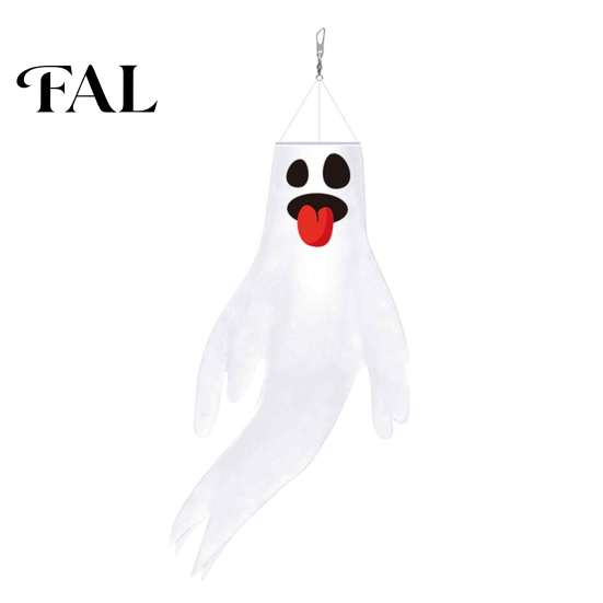 Reusable Party Supplies 44 Inch Halloween Hanging Ghost Windsock, White Flying Ghosts Flag Wind Atmosphere Props Socks for Tree, Outdoor Yard