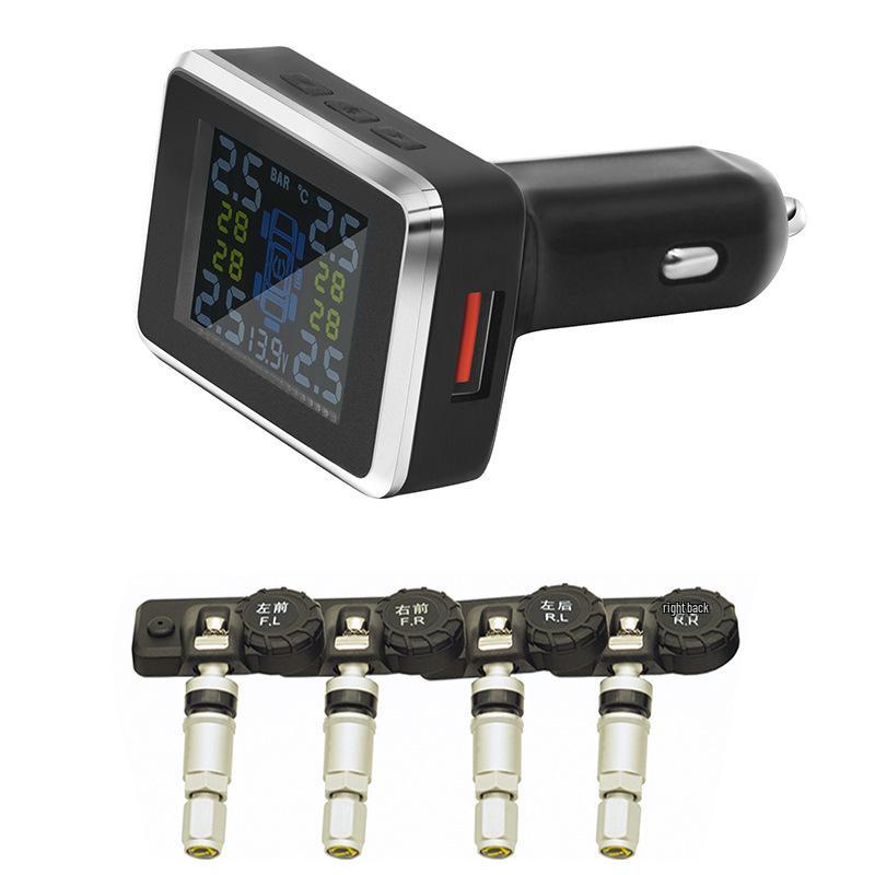 Wireless Car Tire Pressure Monitor with Internal/External Sensors and Cigarette Lighter TPMS