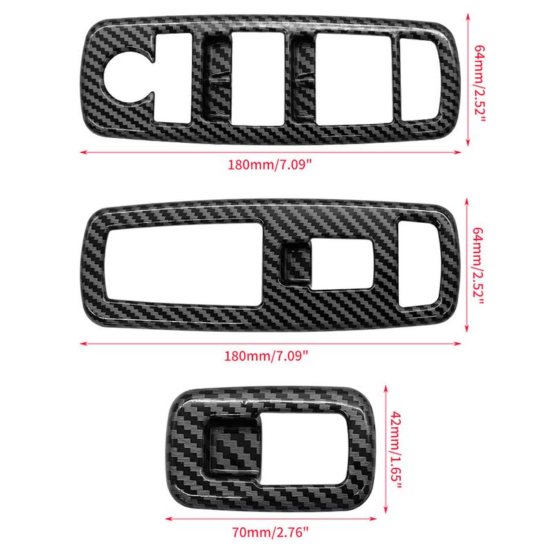 For Dodge Charger 2016-2021 Inner Window Lift Panel Trim Black Carbon Fiber ABS Decora Interior Window Switch Cover Trim 4pcs