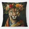 European Tiger with Blue Glasses Parrot Cat Animals Portrait Cushion Covers Pillowcase for Sofa