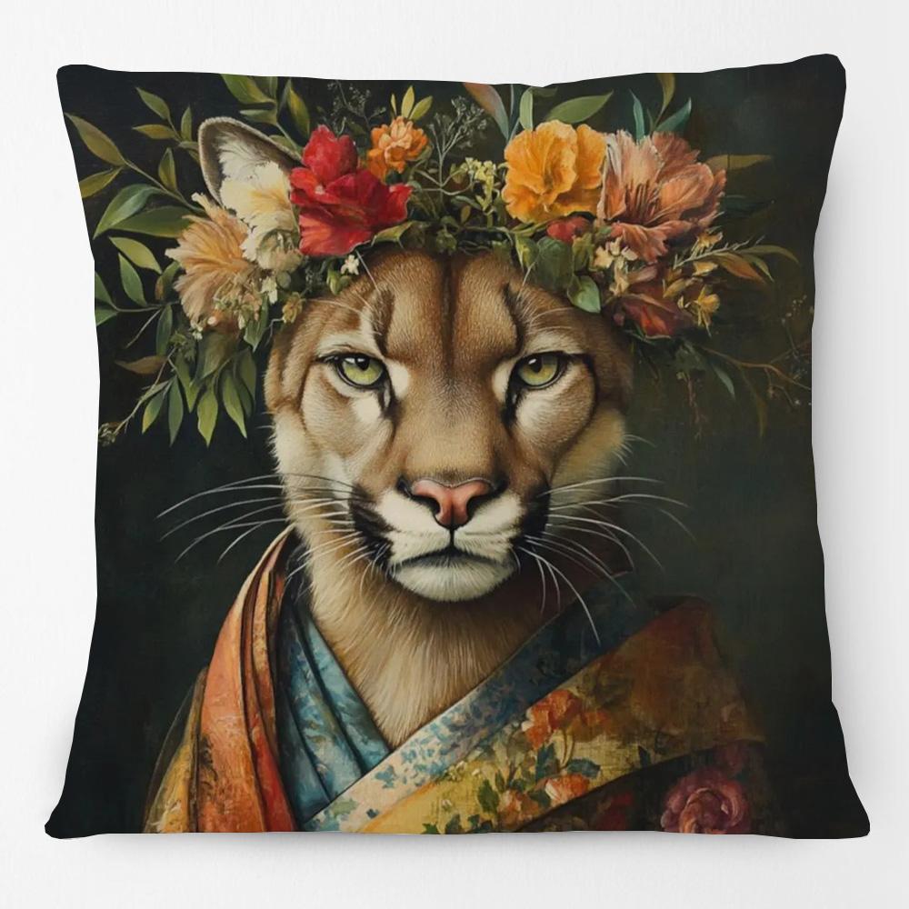 European Tiger with Blue Glasses Parrot Cat Animals Portrait Cushion Covers Pillowcase for Sofa