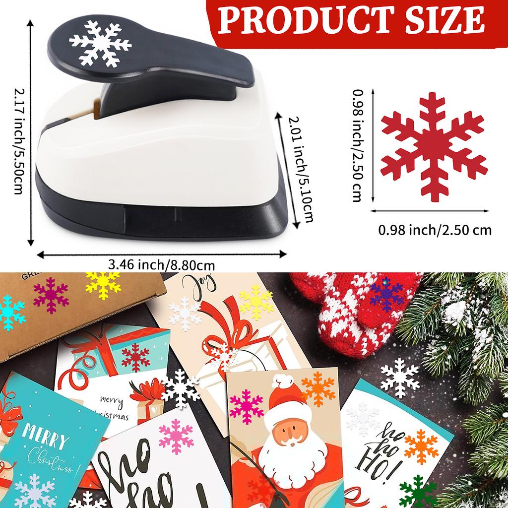 3pcs Paper Hole Puncher Cutter Tool Set Christmas Snowflake Bell Tree Shapes 1 Inch 25mm for Paper Crafts Scrapbook Card Making