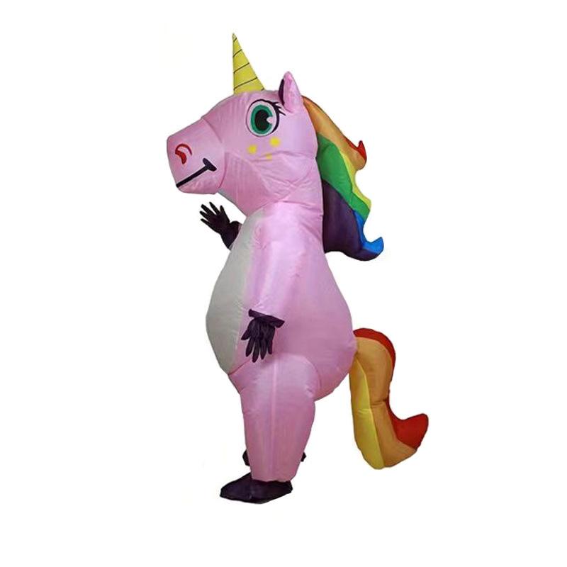 

Unicorn Rainbow Inflatable Costume for Christmas & Halloween Parties One Size Adult розовый