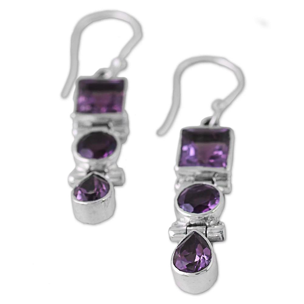 Bluelans Earrings AmethystDrop Earrings Women Faux Pear/Round/Square  Dangle Hook Vintage