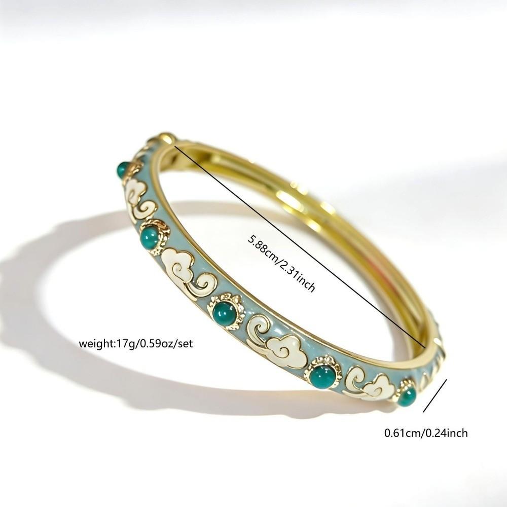 Enamel Chinese Cloisonne Bracelet Ethnic Style Classic Flower Texture Bracelet Open Cuff Vintage Women's Hand Bracelet