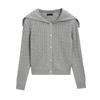 MD Spring New Women's Clothing Gray Pure Cotton Twisted Sailor Collar Sweaters Cardigan 5746641