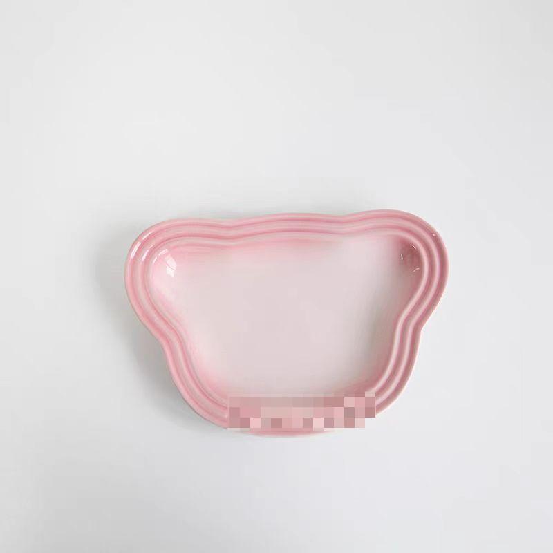 Французская керамическая тарелка с медведем Instagram Wind Обеденная тарелка с мультяшной эмалью Macaron Gradient Nordic Dipping Material Household