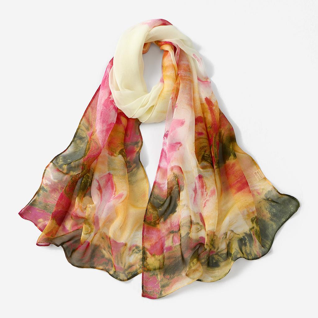 - Fashion Georgette Sunscreen Silk Scarf Beach Scarf Long Women'S Decorative Thin Silk Scarf Scarf