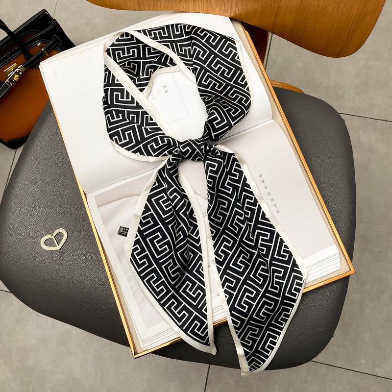 Luxury Long Silk Scarf Female Floarl Print Thin Narrow Scarf Bag Hair Band Ribbon Scarfs Women Neckerchief 15*150cm