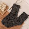 5 Pairs Korean Style Famale Tube Socks Soft Mid-Calf Socks Hosiery Leopard Print Socks  Streetwear