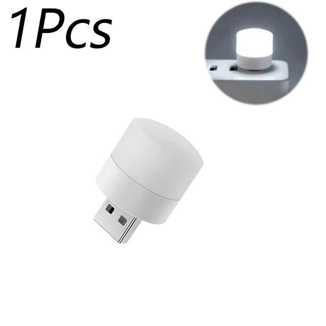 

10/1 шт. USB Ночник Мини светодиодный ночник USB-штекер Лампа Зарядка USB Книжные лампы Круглая лампа для чтения Защита глаз white-1pc