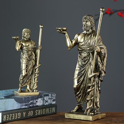 Bůh medicíny Hůl Asklépia Pryskyřičná socha Řecká mytologie Lékařská socha Dekorace na stůl do ordinace Dárek pro studenta medicíny