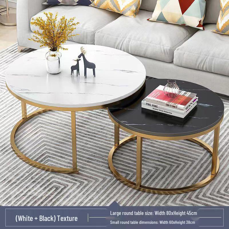 Modern Round Sintered Stone Coffee Table, 2026 Light Luxury Model for Small Apartments and Living Rooms.
