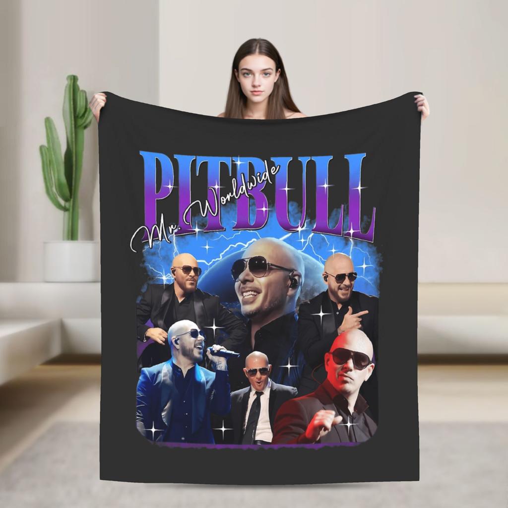 Mr Worldwide Pitbull Plush Blanket Children Flannel Throw Blanket For Couch Chair Sofa Bed Warm Design Quality Bedspread Idea