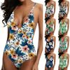 Swimsuit for Women Deep V Neck Backless with Tropical Floral Print Adjustable Straps Bathing Suit