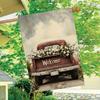 1pc Rustic Vintage Truck Welcome Garden Flag Double-Sided Polyester House Outdoor Decor, No Electricity Needed, Spring Vacation Yard Lawn Decoration