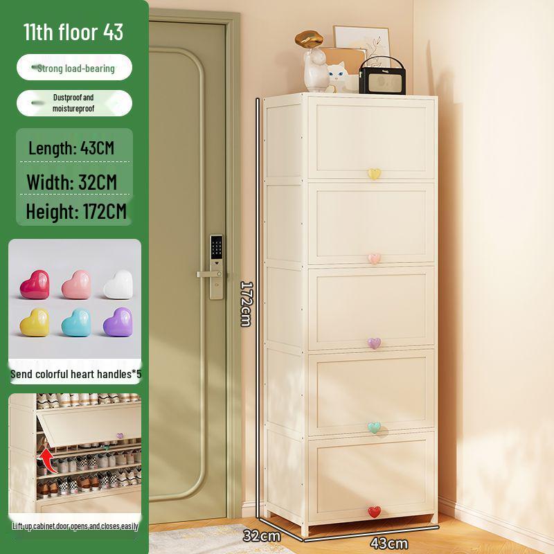 Cream Multi-Layer Off-White Shoe Cabinet - Space-Saving Hallway Storage Rack