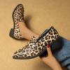 New, Simple Casual Versatile Round Head Single Shoes Women's Autumn New College Style Skirt Commuter Thick Heel Leopard Print