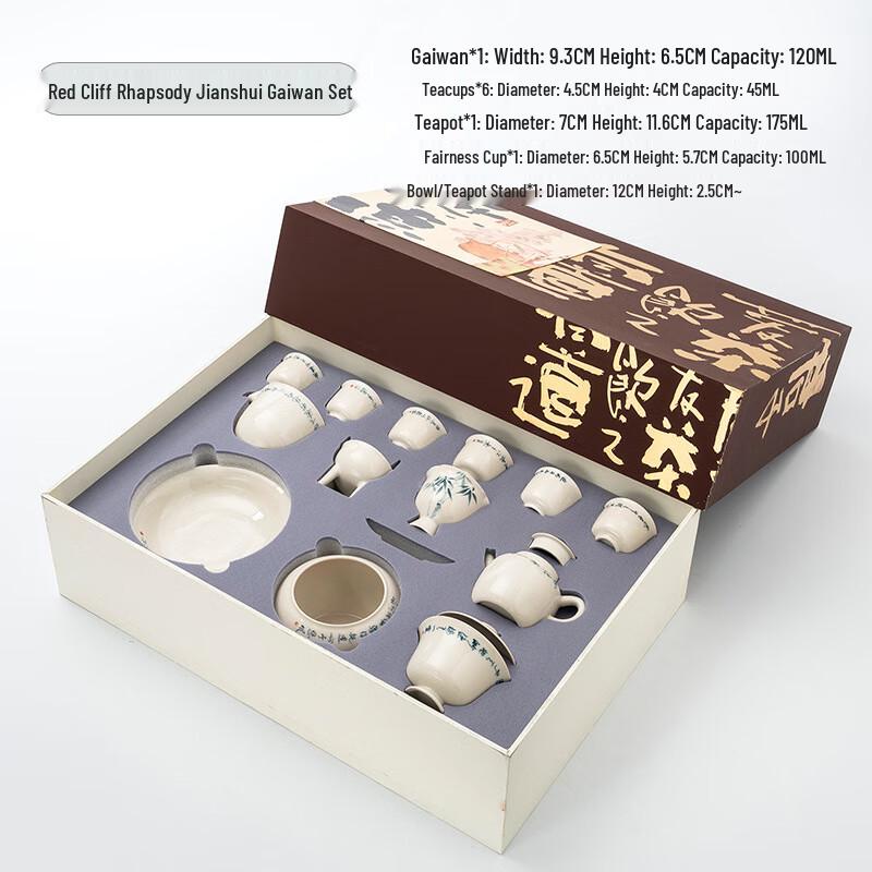 

Chaxun Chinese Ceramic Blue and White Gaiwan Tea Set