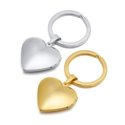 Custom Photo Key Chain,24K Gold Color Stainless Steel Heart Locket Keyring, Photo Frame Gift for Family
