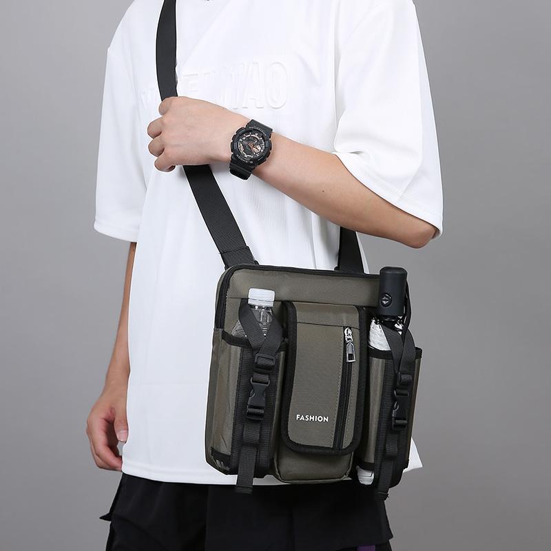 Men Crossbody Bag Single Shoulder Bags Big Capacity Storage Bag Fashion Multi-Pockets Outdoor Cup Bag
