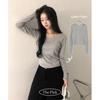 The Pink Irun Slim Fit Eyelet Crop Long Sleeve Tee