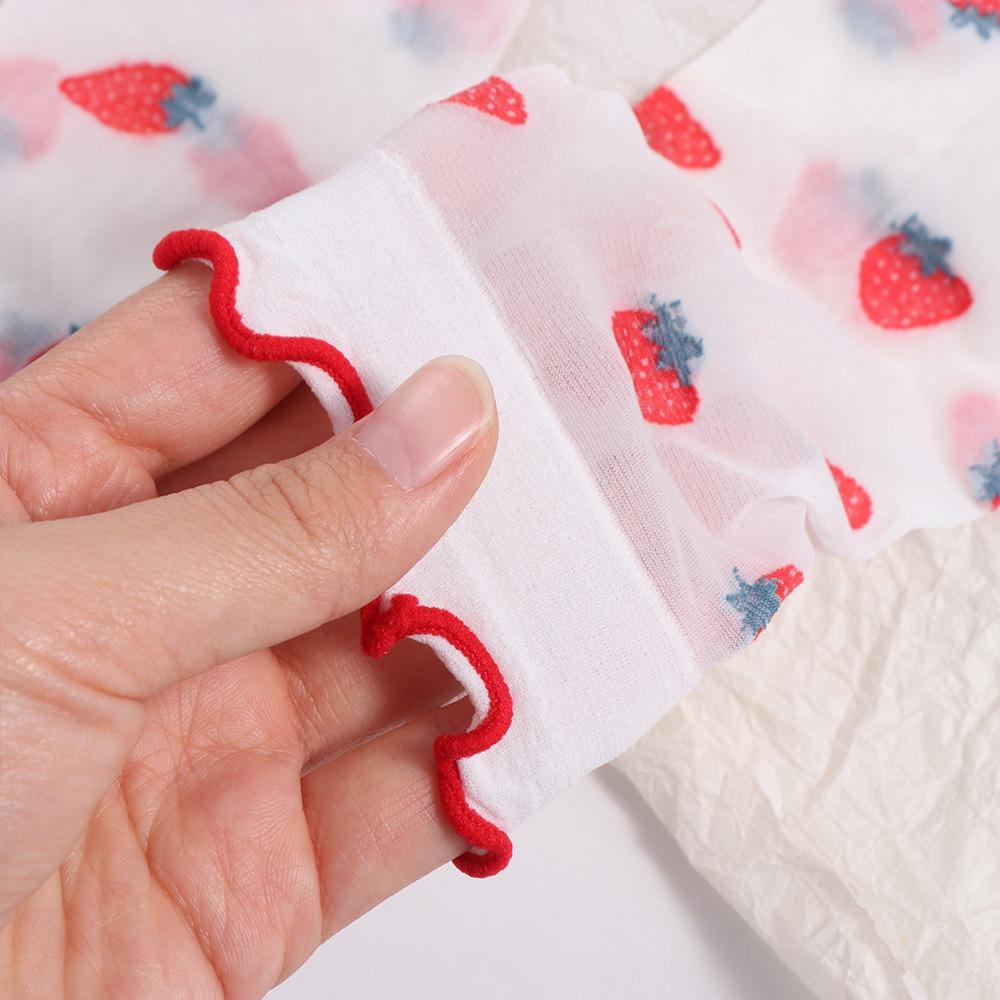 Peach Transparent Flower Ruffle Socks Avocado Fruit Mesh Tulle Mid Tube Socks Lady