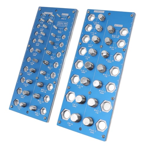 MYJYG 38-Hole Screw Detector, Blue Empire Metal Aluminum Thread Identification Gauge for Screw and Nut Sizes, Repair, and Manufacturing (Blue)