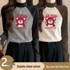 Two-Piece Women's Velvet Color Block Semi-High Neck Warm Slim Fit Shirt