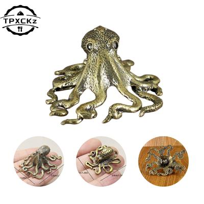 Antieke Octopus Woondecoratie Messing Koper Dierlijke Beeldjes Miniaturen Bureau Ornament Accessoires Creatieve Tafel Ambachten Cadeaus