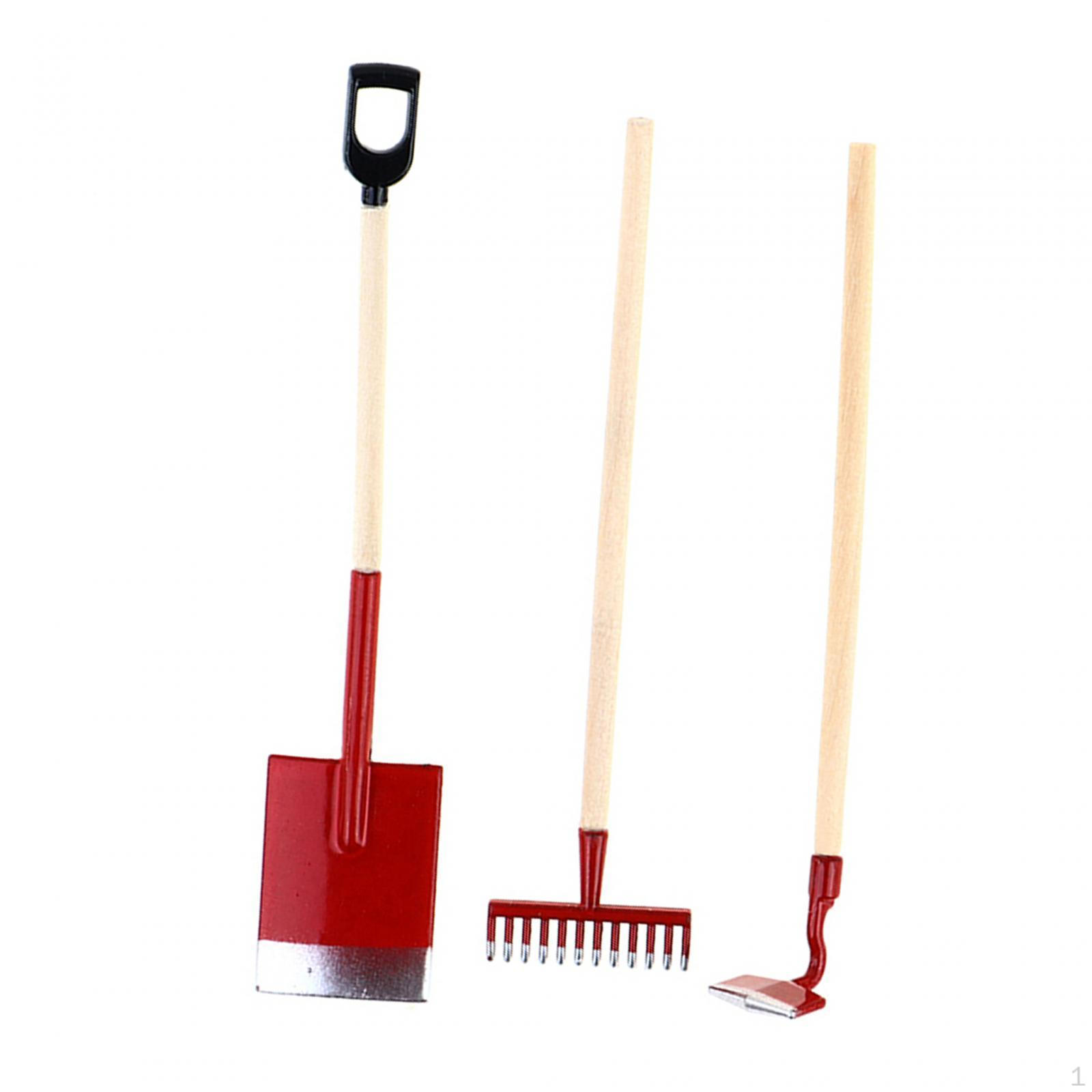 

3 Pieces 1/12 Dollhouse Gardening Tools, Miniature Garden Tools Set, Accessories червоний