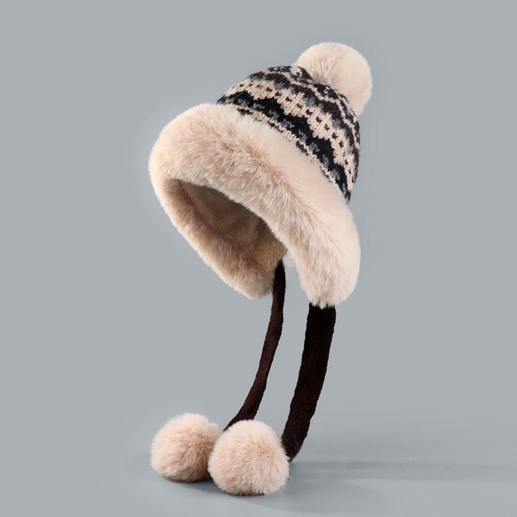 Chapeau en peluche, Chapeau tricoté, Chapeau chaud, Épaissi, Chapeau résistant au froid, Chapeau protège-oreilles