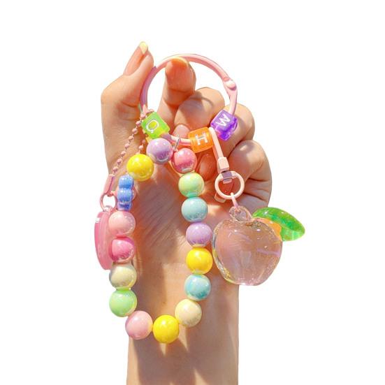 

Yousheng Fruit Pendant Keychain Colorful Beads Keychain Cute Transparent Fruit Bag Backpack Purse Charm Gift for Women Girls Teens розовый