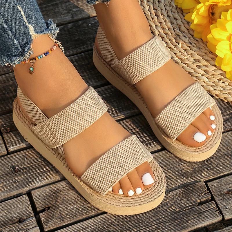Fashion 2025 Elastic Band Wedge Sandals for Women Summer Lightweight Non Slip Beach Shoes Woman Casual Comfort Platform Sandalias Mujer