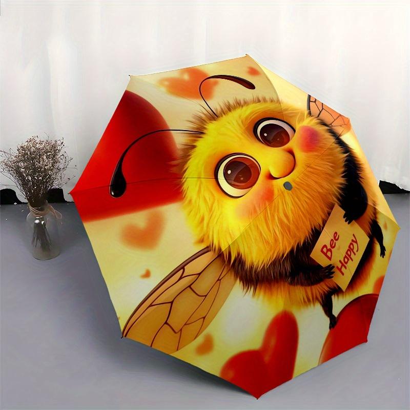 1pc Cartoon Pattern Umbrella with Plastic Handle,Suitable for All Seasons Home Travel Outdoor Umbrella