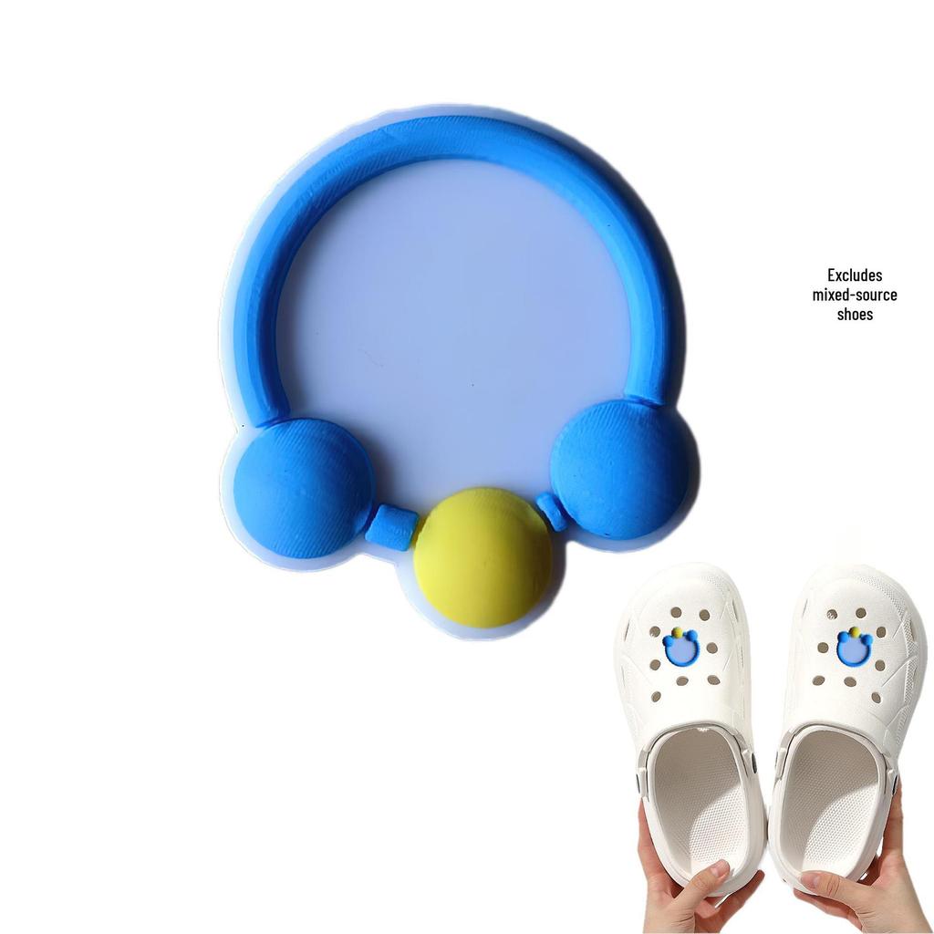 Blue Cartoon PVC Shoe Buckle: Cute Detachable Ornament for Hole Shoes
