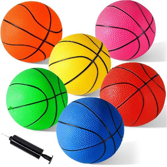 Shindel Mini Basketball, 6PCS 6.3 inches Basketballs with Pump for Birthday Gifts for Toddlers Kids, Playground Balls for Pool, Indoors, Outdoors