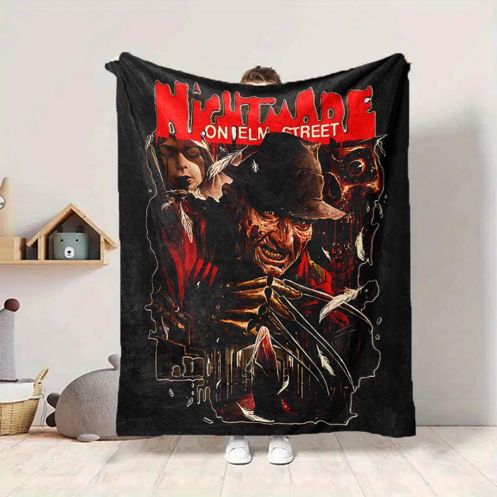 1pc A Nightmare on Elm Street Flannel Throw Blanket - HD Printed Lightweight Soft Warm All-Season Blanket for Sofa, Bed, Travel, Camping 072