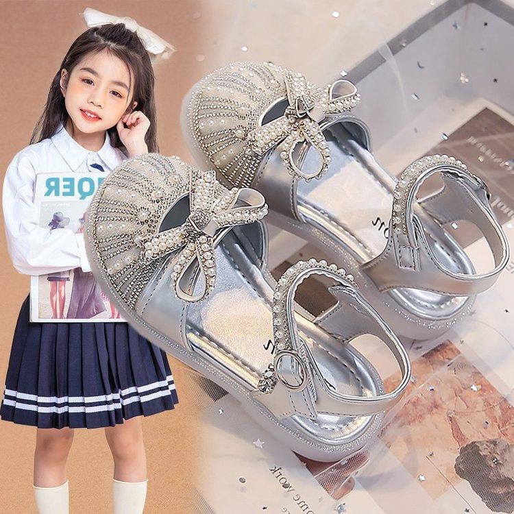 Girls Sandals Summer New Children's Princess Sandals Soft Sole Bag Head Baby Girl Shoes Summer Crystal Shoes