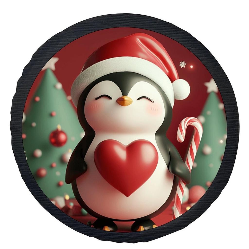 Cute Penguin Christmas Heart Tire Cover Universal Waterproof Wheel Protection Accessory