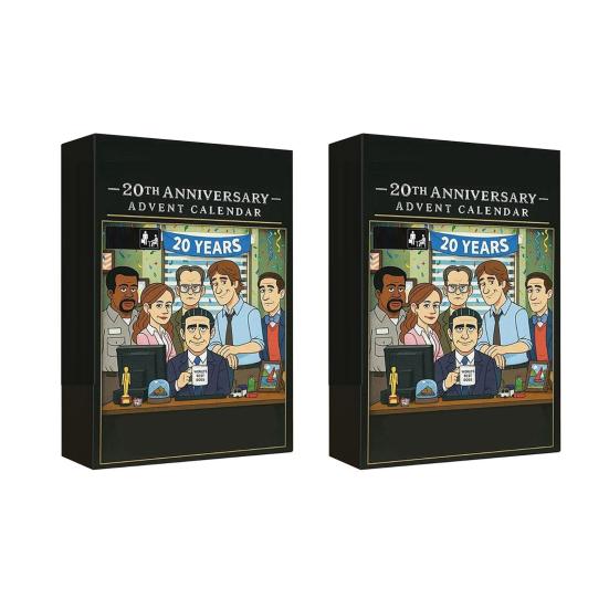 Office 20. Jubiläum Adventskalender 2025 24 Tage Acryl Ornament mit TV-Show Themen Weihnachts-Countdown Dekoration für Fans & Sammler