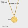 European and American retro niche plated 18K gold sun round brand pendant twist chain necklace stainless steel fashion sweater chain women