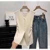 1116 Knitted Sleeveless T-shirt Women's Summer Design Sense Niche V-neck Thin Versatile Vest High-end Temperament Top