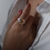 Vintage Edelstahl Tigerauge Stein Ring für Damen Türkisch Handgefertigt Einfacher Statement Ring Retro