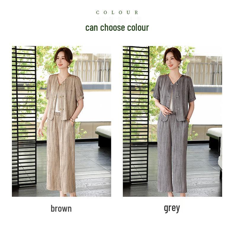 2026 Summer Casual Fashion: Age-Reducing Loose Two-Piece Shirt Set for Mothers