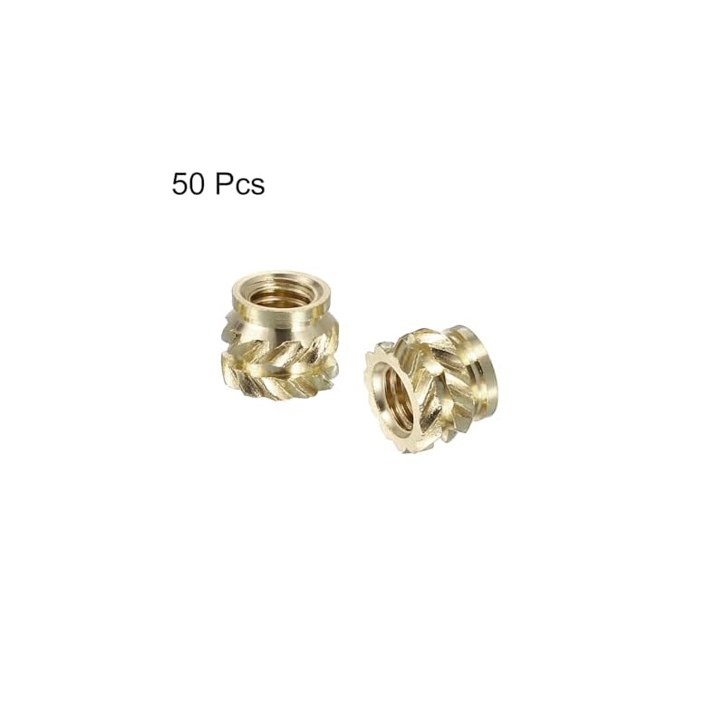 uxcell 50pcs Insert Nuts with Knobs, M3 Female Thread Bit Inserts, 4x5mm, Brass, Embedded Nuts, for Repair Equipment and Furniture, Gold Finish