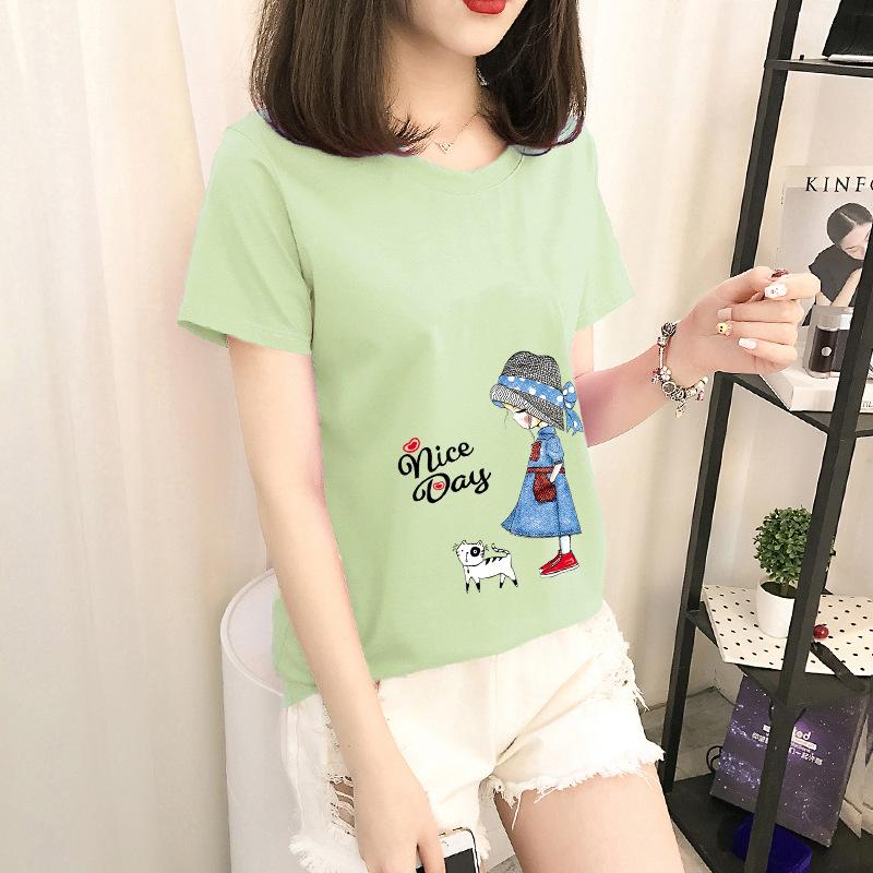 GMXIA Short Sleeve T-shirt Women Loose Ins Women's Crewneck Base Shirt