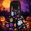 Women's Halloween Print Long Sleeve Round Neck Slim Fit Swing Casual Dress
