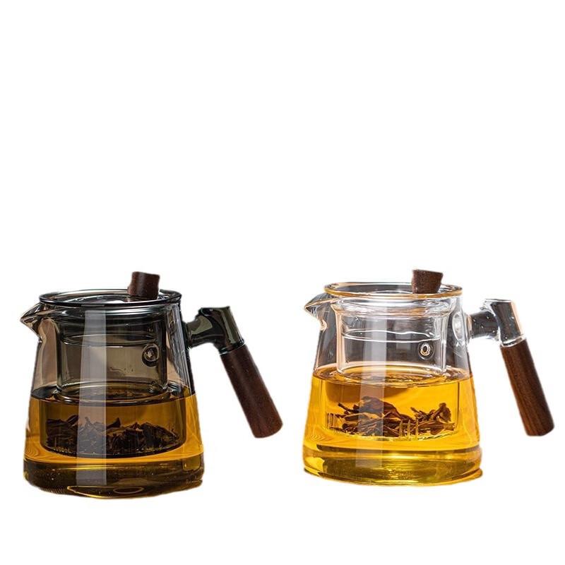 Thickened Glass Teapot with Wood Handle