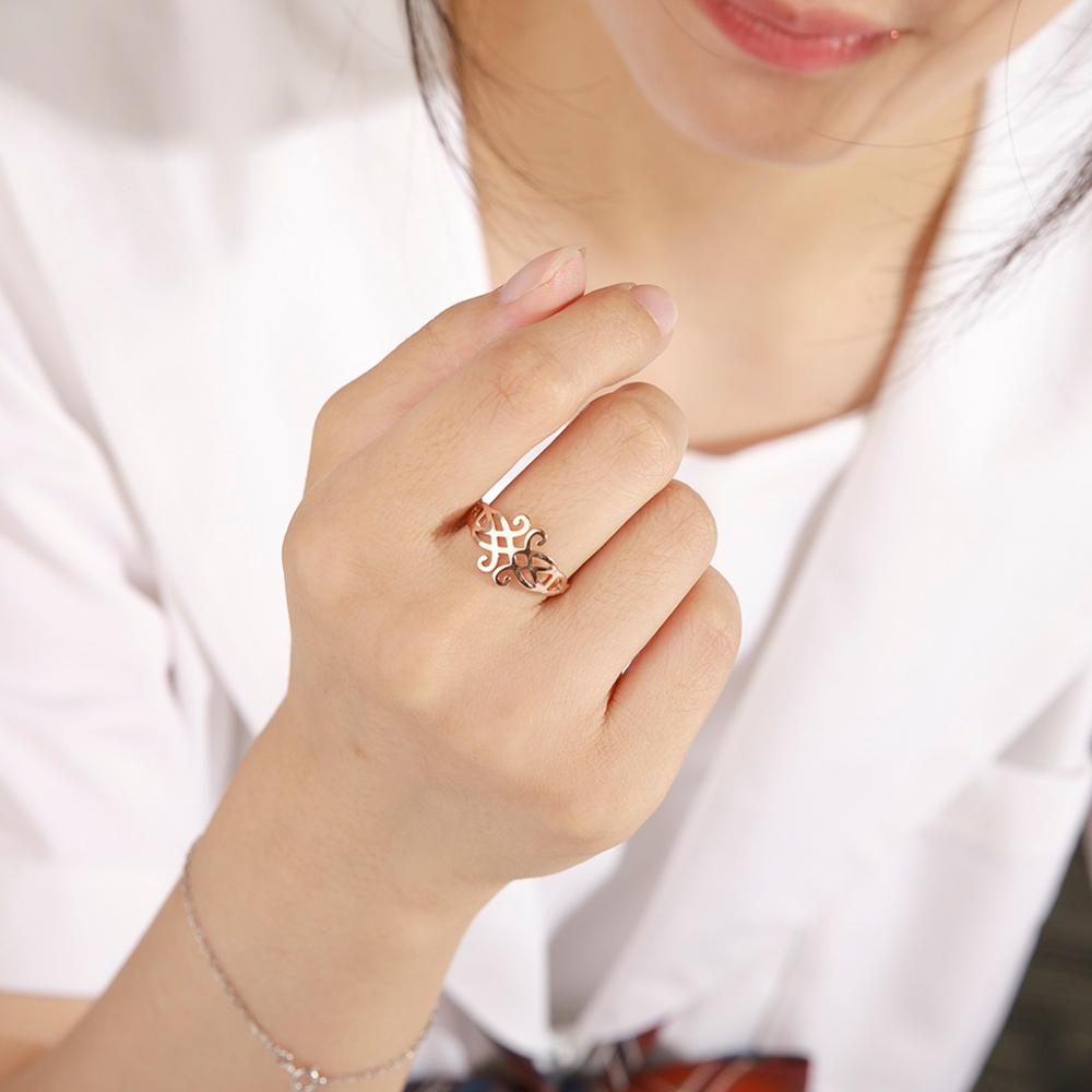 Women's Ring Stainless Steel Filigree Flower Gold Party Finger Rings Love Jewelry Anniversary Gifts for Women Femme